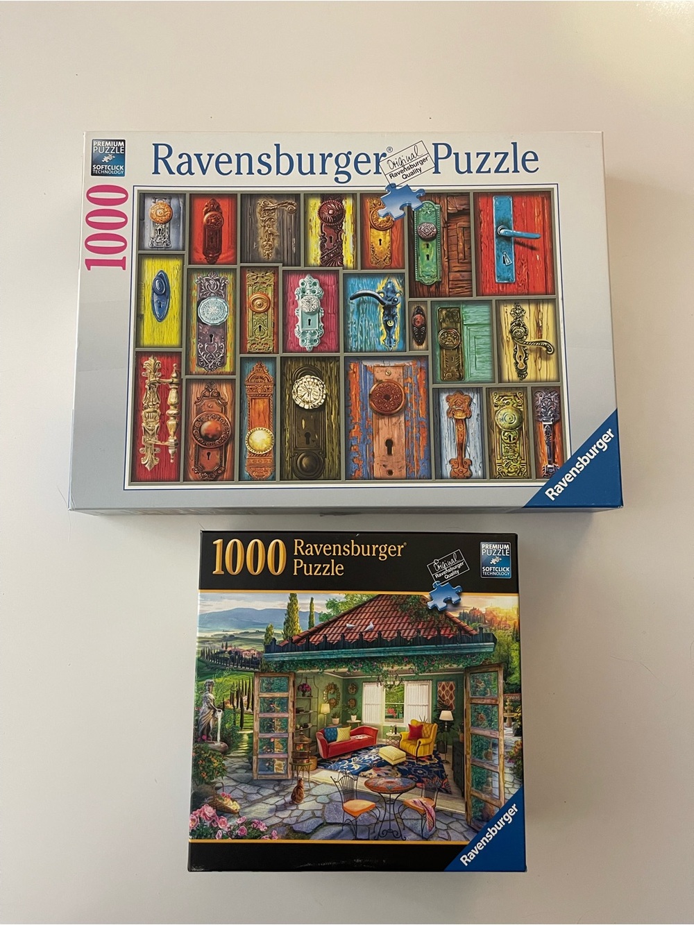 RAVENSBURGER “Antique Doorknobs & Tuscan Oasis” 1000pc Jigsaw Puzzles COMPLETE